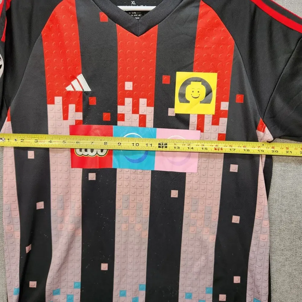 Adidas x LEGO Soccer Jersey Adult XL Black Red Brick Graphic Football Shirt